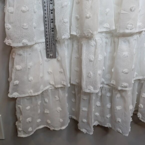 NWT BOOHOO Plus White Swiss  Polka Dot Ruffle Tiered Midi Dress Size 20 - Picture 12 of 13